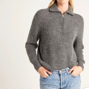 Quince baby alpaca and merino zip sweater, charcoal, LG. worn once. Like new.